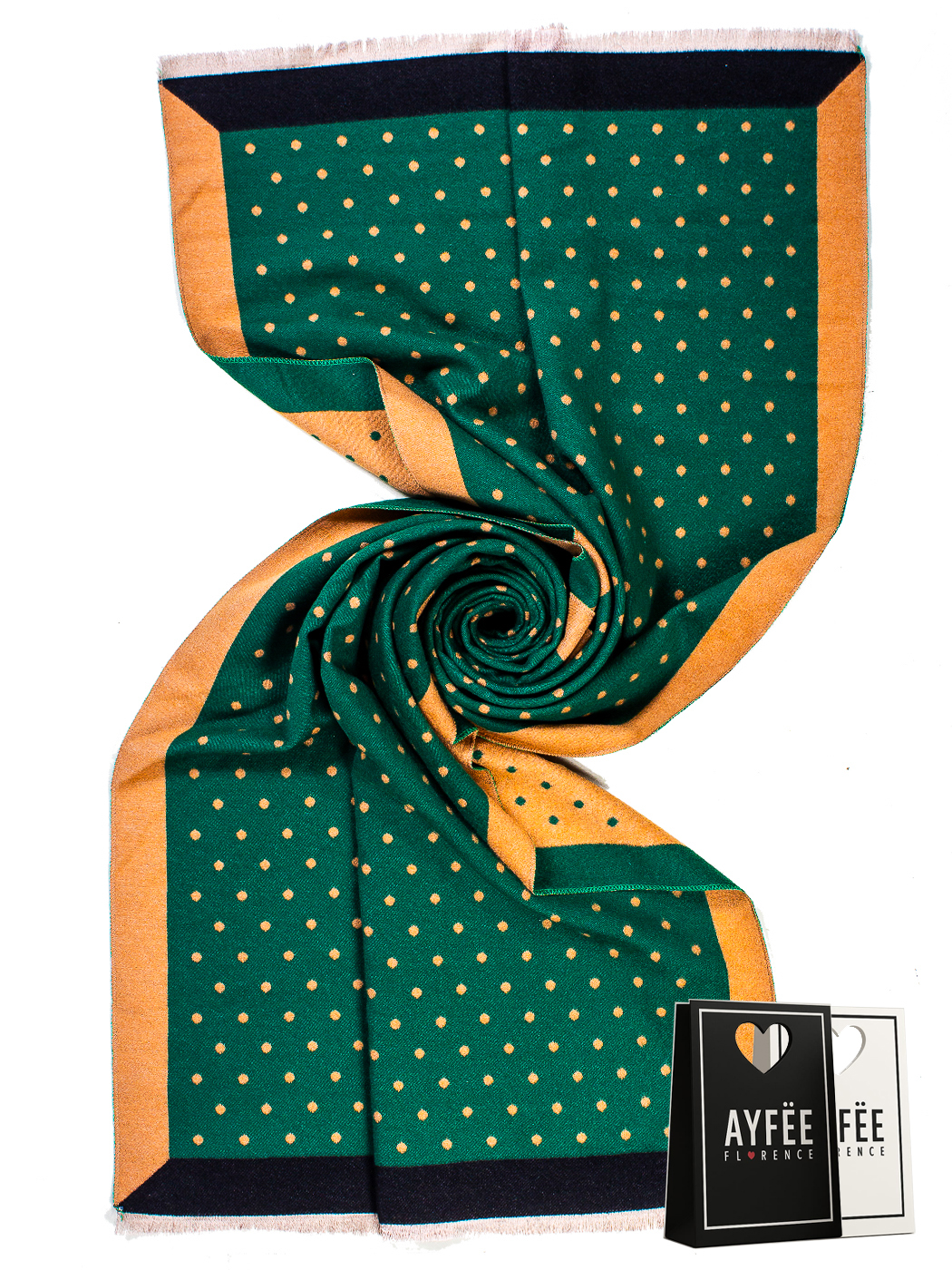 STOLA JACQUARD POIS PESO MEDIO CM 70*180 100% VISCOSA MADE IN PRC         - GREEN